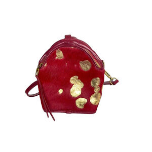 Hobo Host Red Gold Genuine Calf Hair & Leather Convertible Backpack Purse